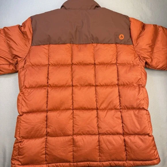 Marmot Jacket Men's XXL Orange Brown 600 Down Fill Quilted Greenridge Puffer Ski